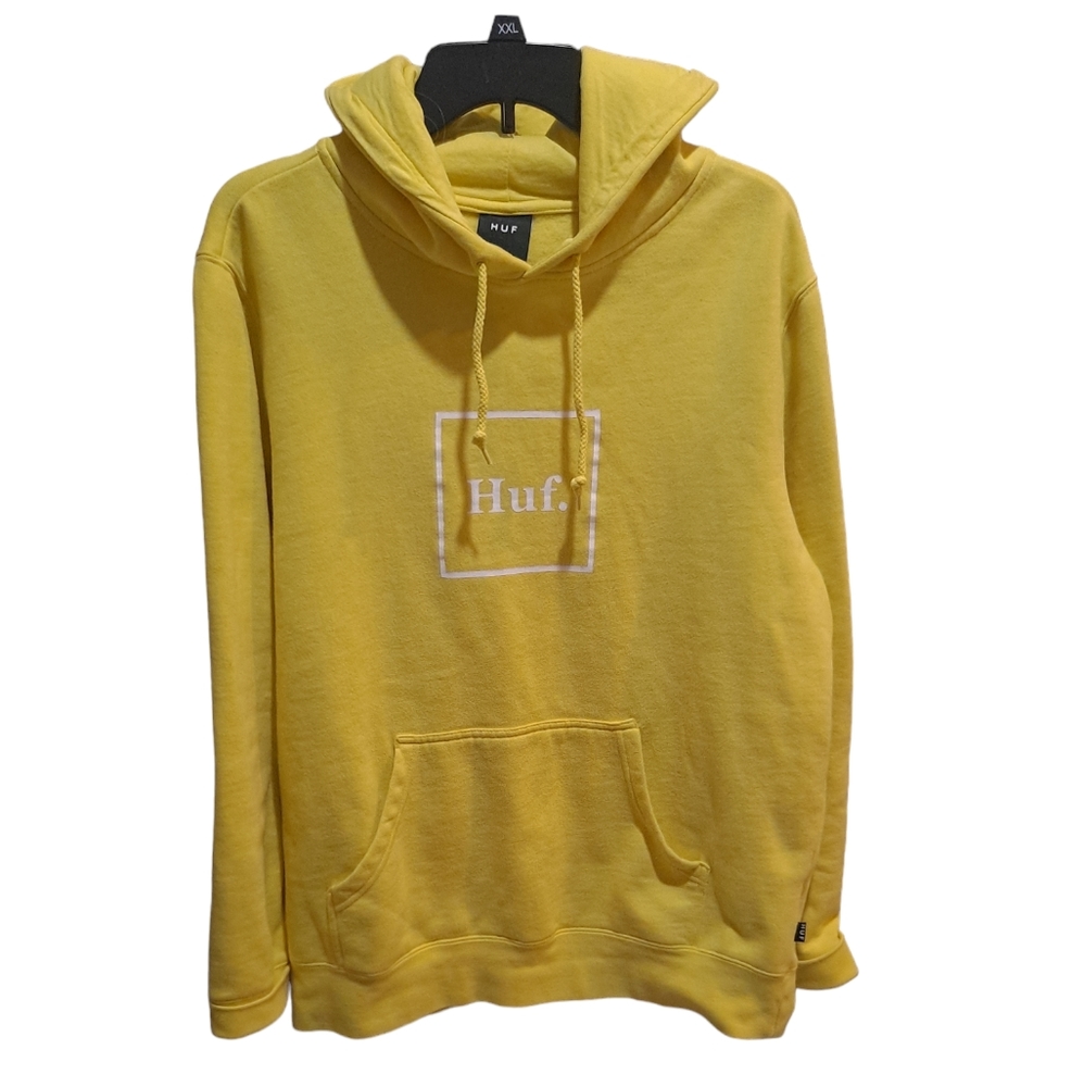HUF BOX LOGO PULLOVER HOODIE - MINERAL YELLOW Size Large